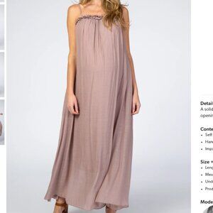 STUNNING Mauve Ruffle Linen Maternity Maxi Dress - NWT